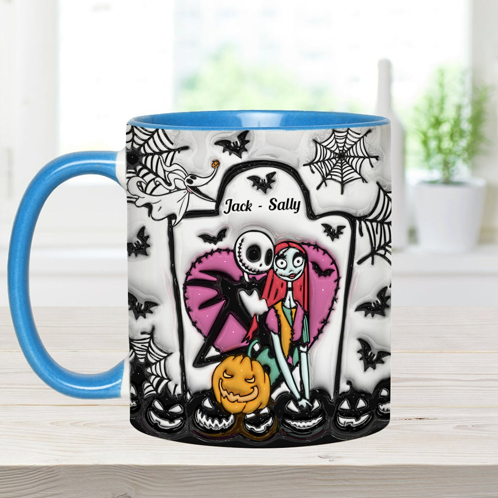 Personalized Halloween Accent Mug Custom Couples Gift for Jack and Sally Accent Mug GradoCreations