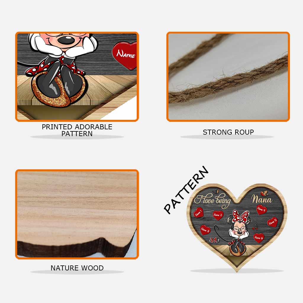 Personalized Heart-Shaped Grandma Wood Sign for Mother's Day Wood Sign GradoCreations
