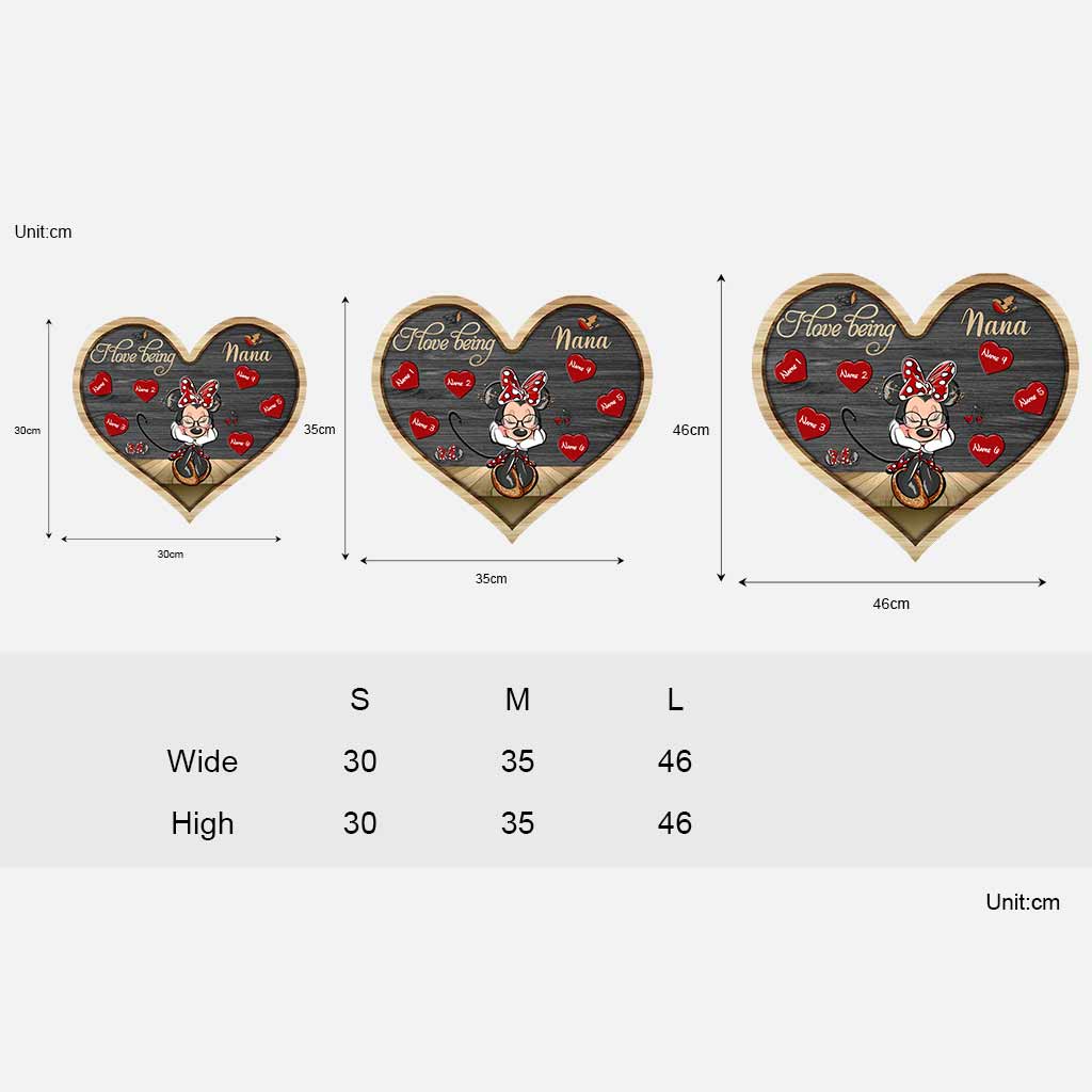 Personalized Heart-Shaped Grandma Wood Sign for Mother's Day Wood Sign GradoCreations