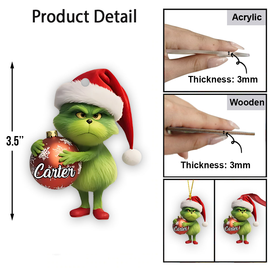 Personalized Grinch Christmas Ornament Custom Name Gift Ornament GradoCreations