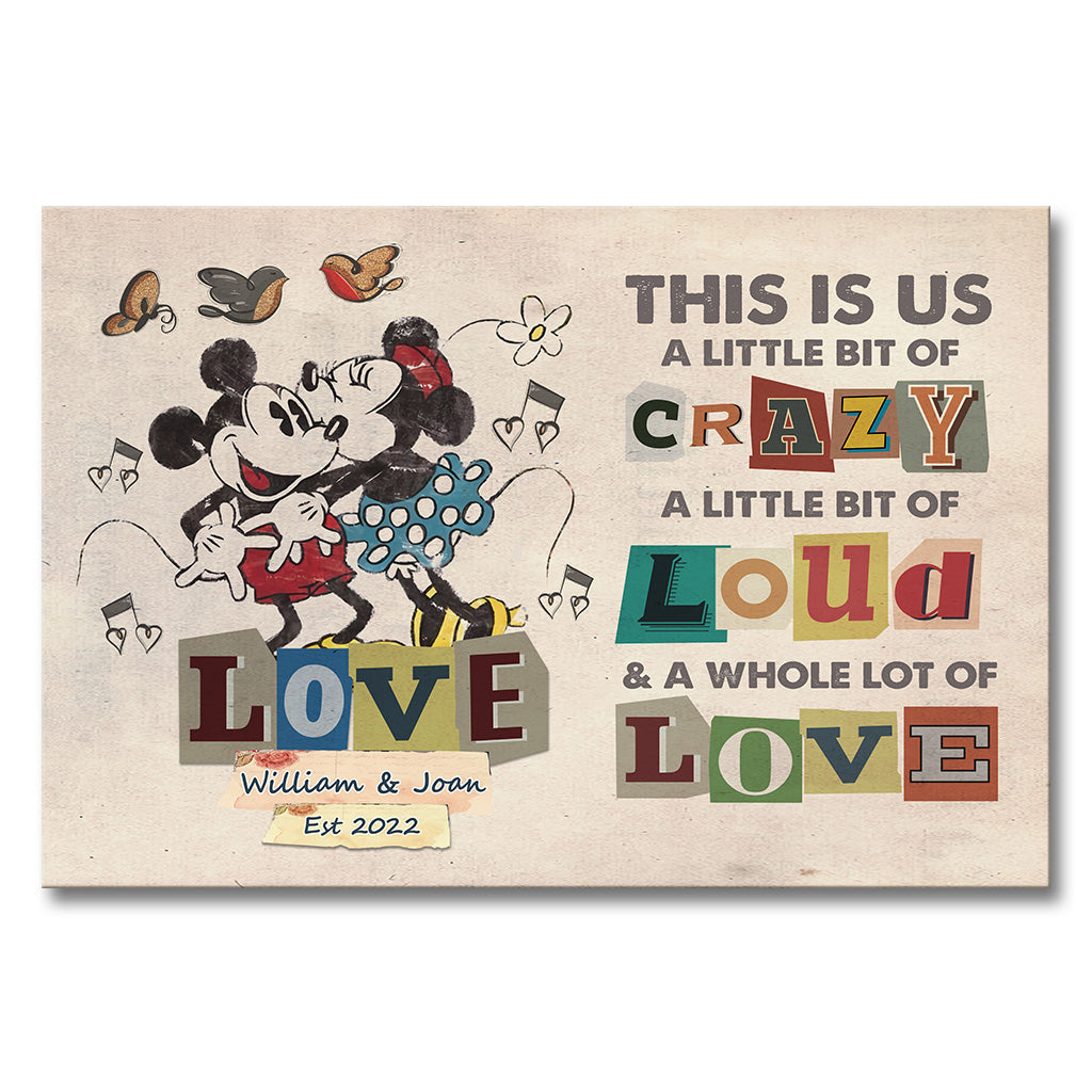 Personalized Disney Couple Canvas Print Custom Name Gift Canvas and Poster GradoCreations