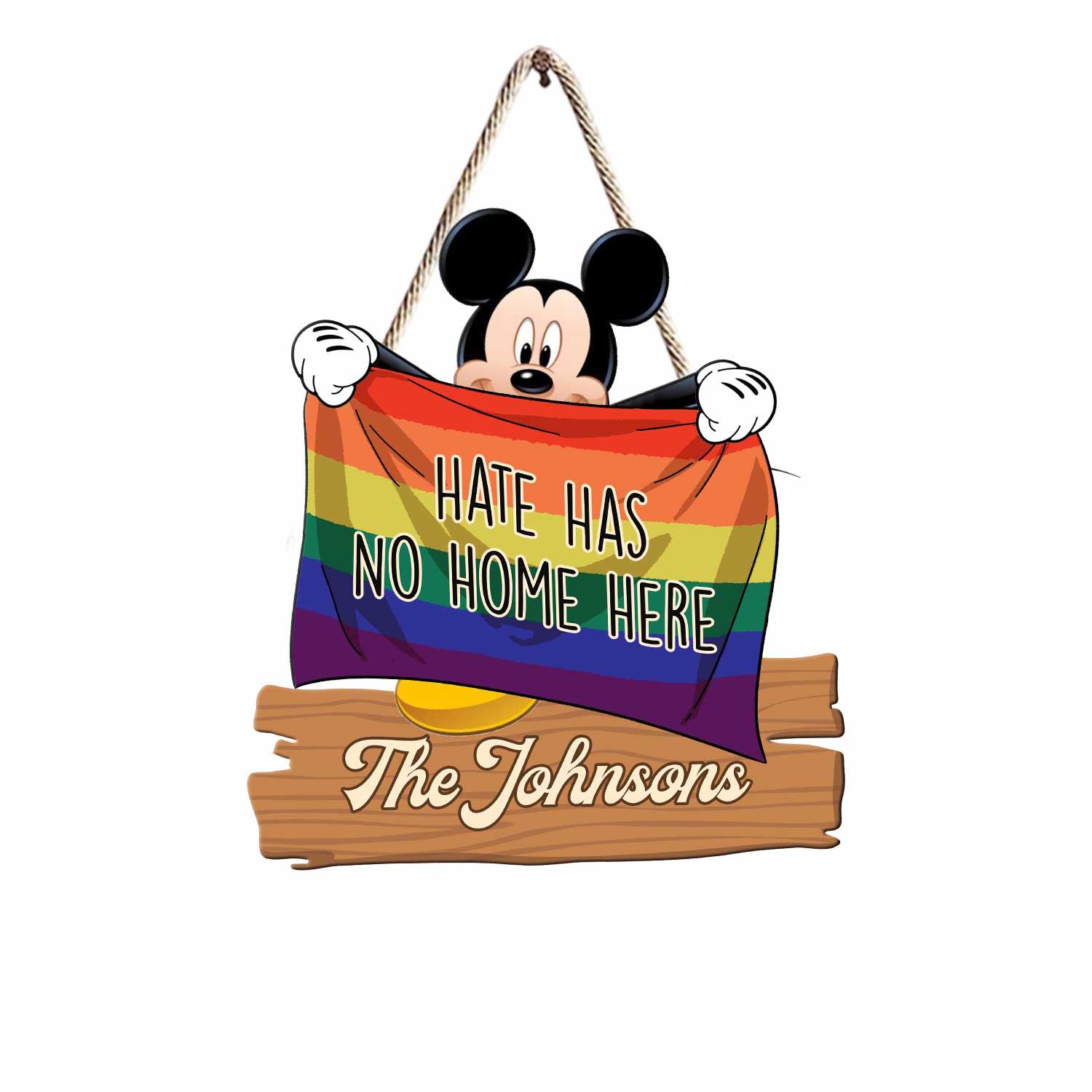 Personalized LGBT Support Wood Sign Custom Family Name Gift Wood Sign GradoCreations