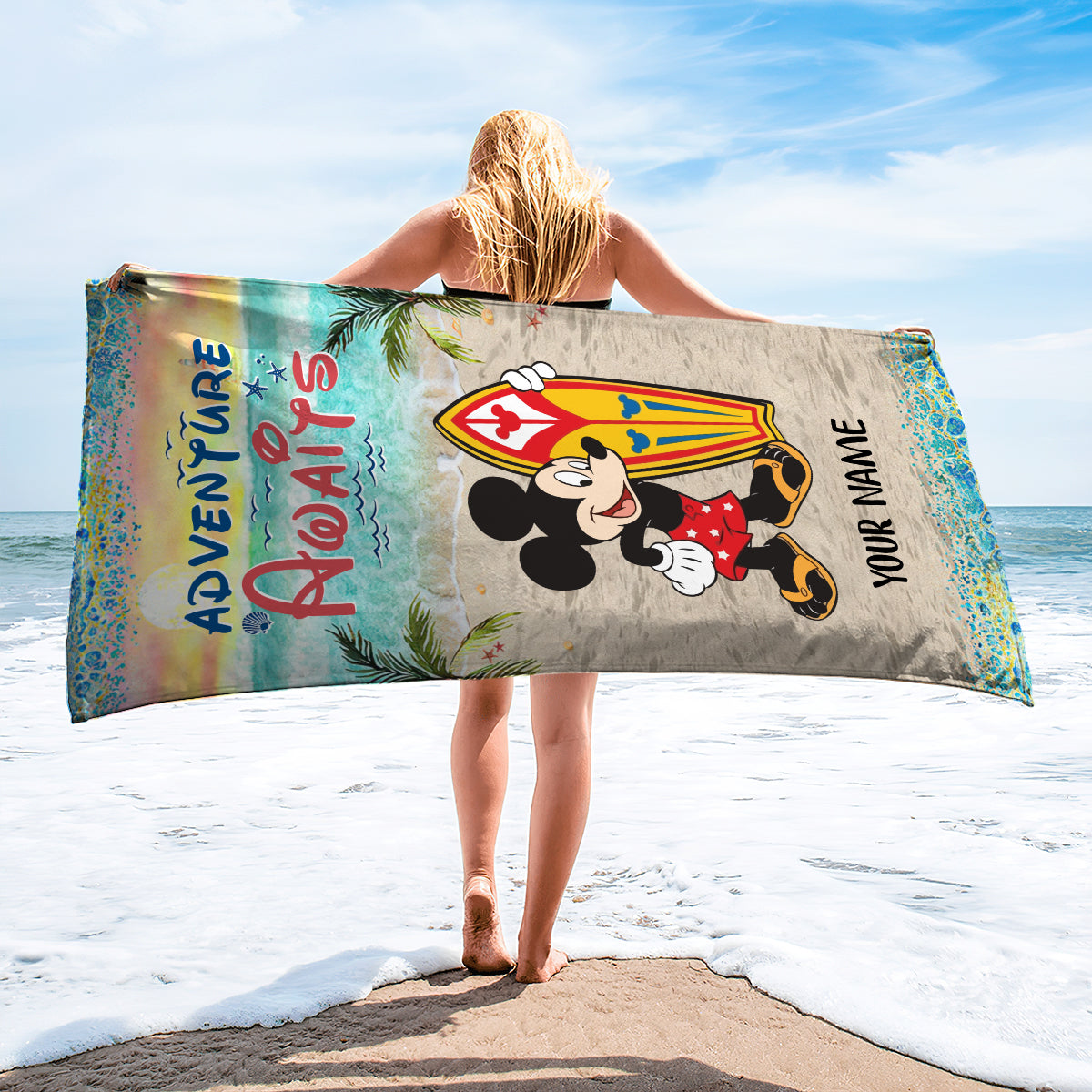 Personalized Beach Towel with Mickey Mouse Design for Vacation Beach Towel GradoCreations