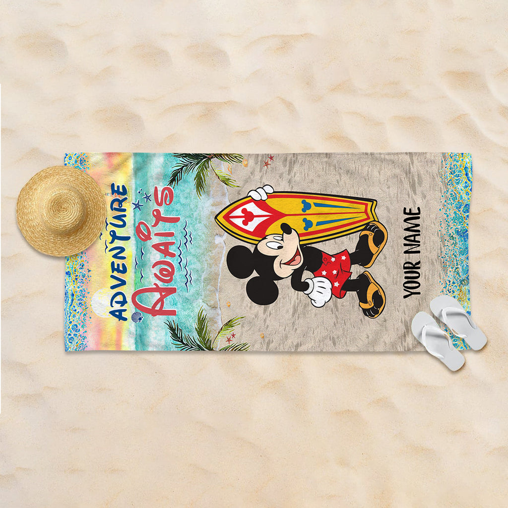Personalized Beach Towel with Mickey Mouse Design for Vacation Beach Towel GradoCreations