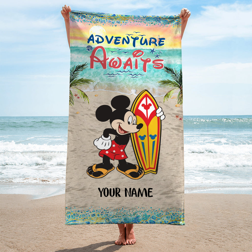 Personalized Beach Towel with Mickey Mouse Design for Vacation Beach Towel GradoCreations