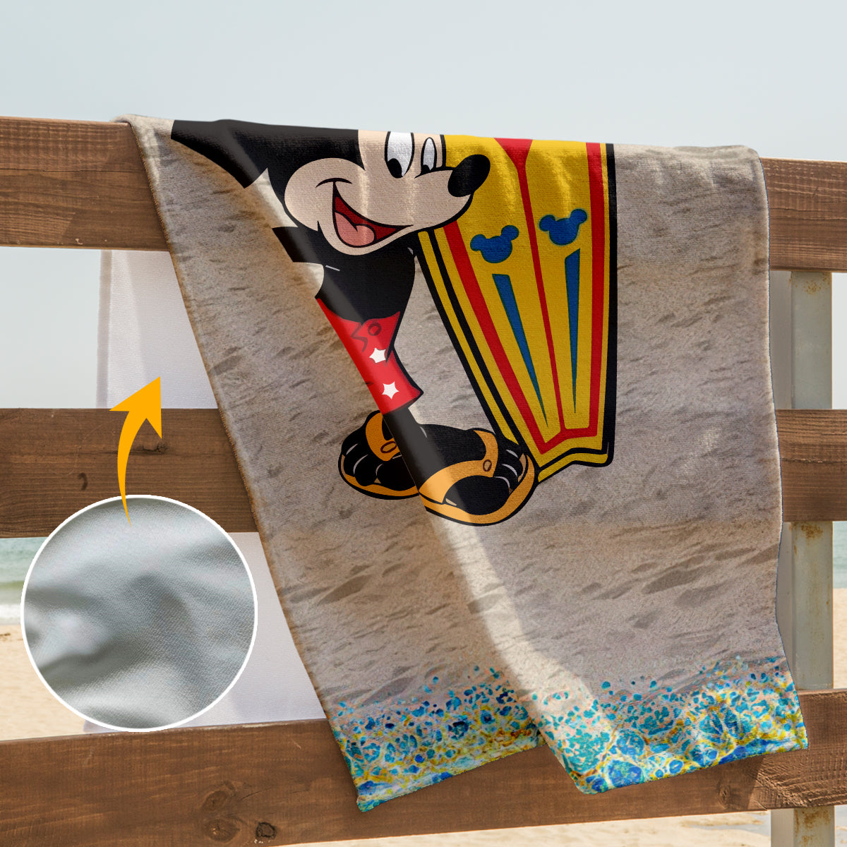 Personalized Beach Towel with Mickey Mouse Design for Vacation Beach Towel GradoCreations