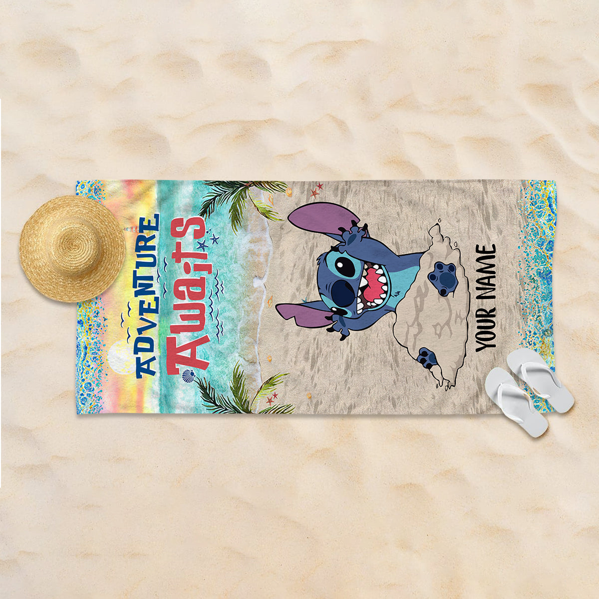 Personalized Ohana Beach Towel Custom Name Gift for Summer Fun Beach Towel GradoCreations