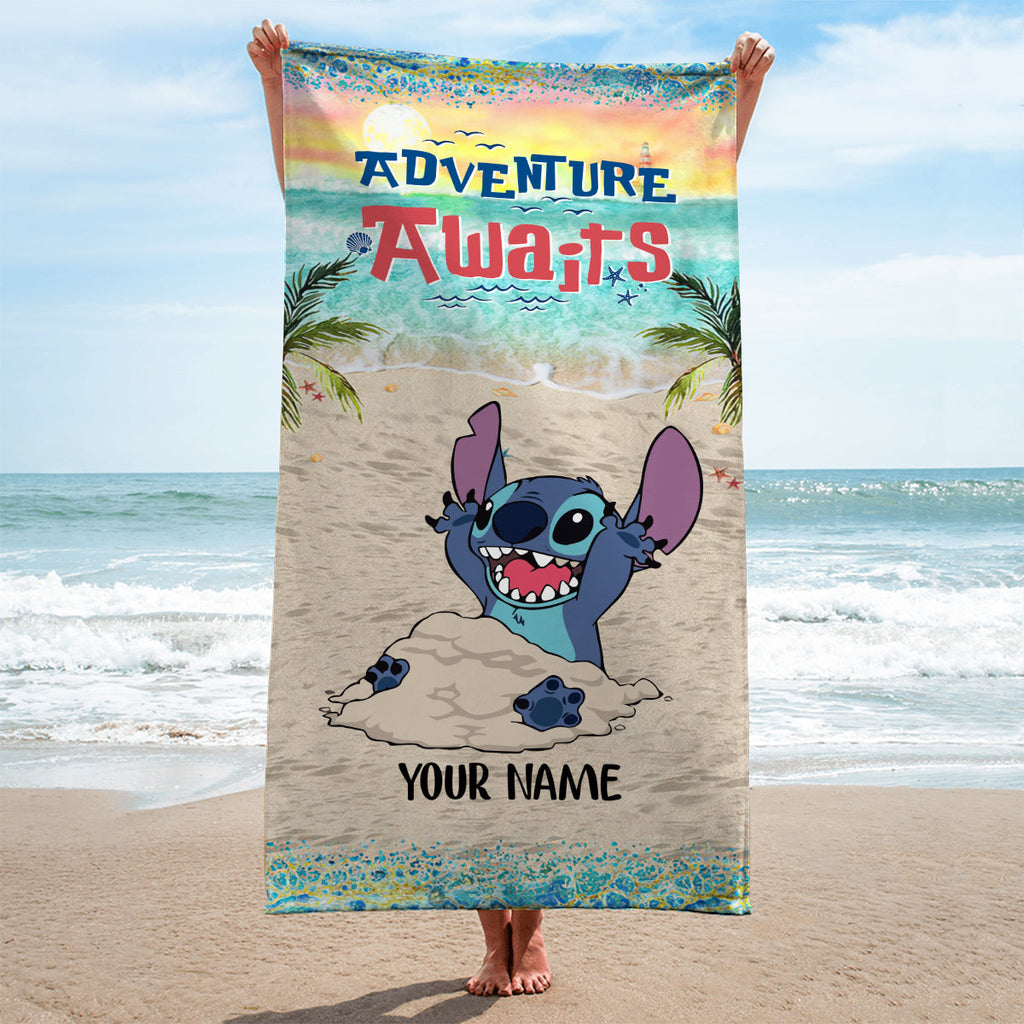 Personalized Ohana Beach Towel Custom Name Gift for Summer Fun Beach Towel GradoCreations