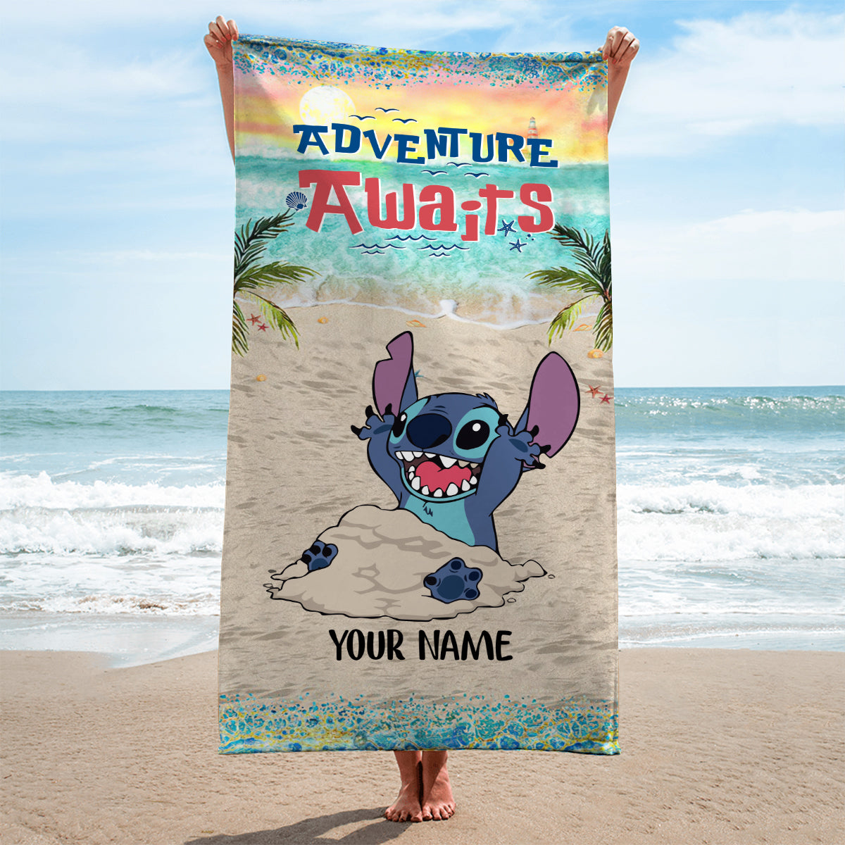 Personalized Ohana Beach Towel Custom Name Gift for Summer Fun Beach Towel GradoCreations