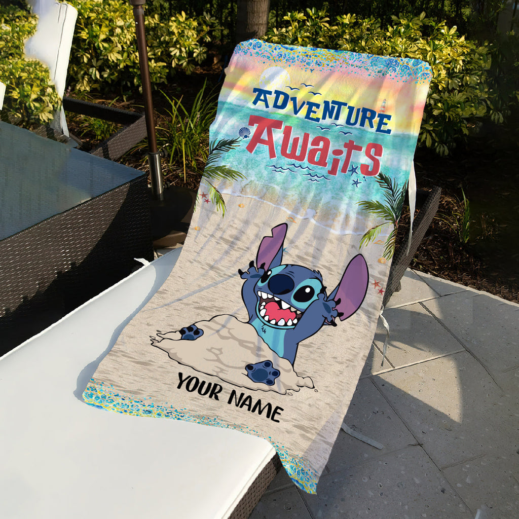 Personalized Ohana Beach Towel Custom Name Gift for Summer Fun Beach Towel GradoCreations