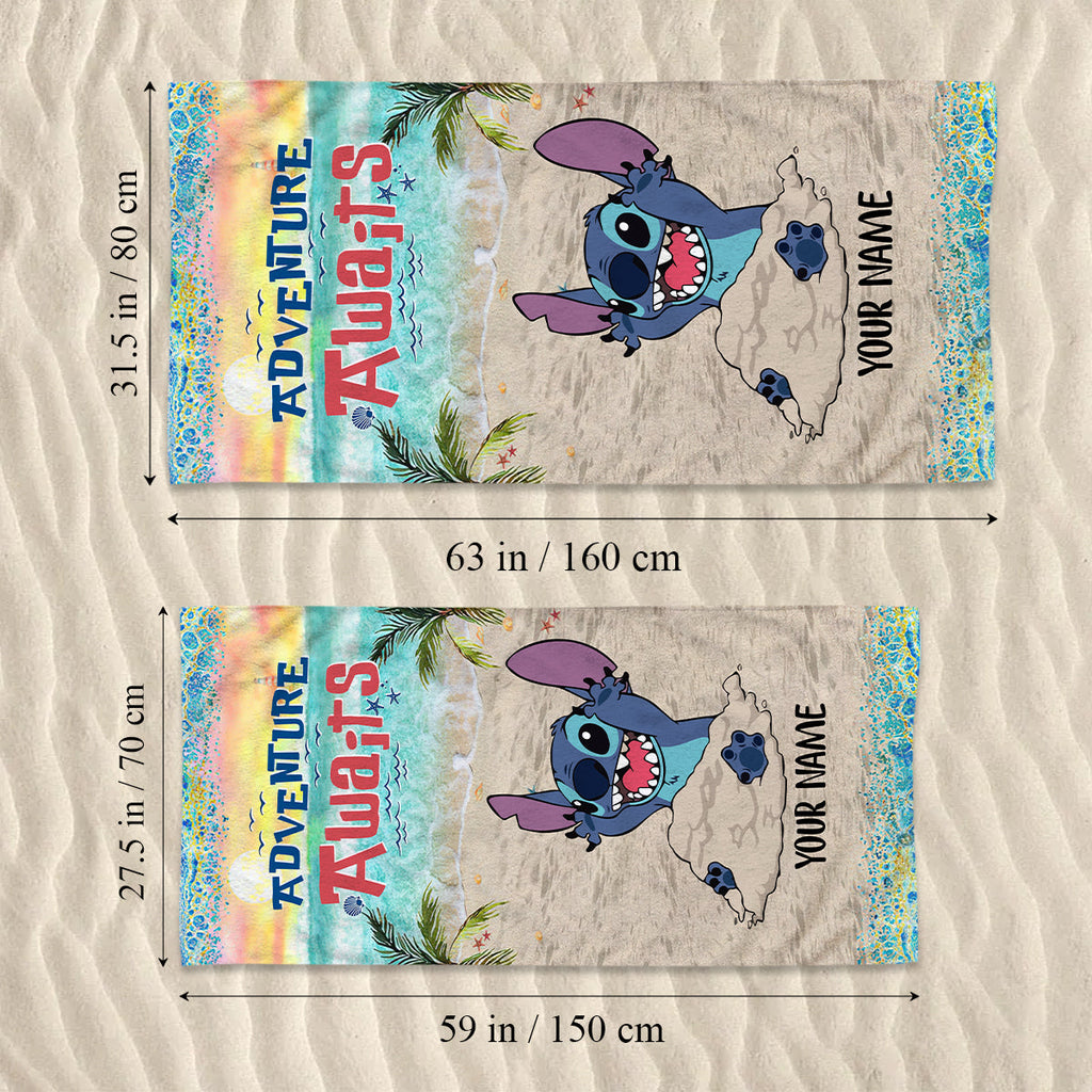 Personalized Ohana Beach Towel Custom Name Gift for Summer Fun Beach Towel GradoCreations