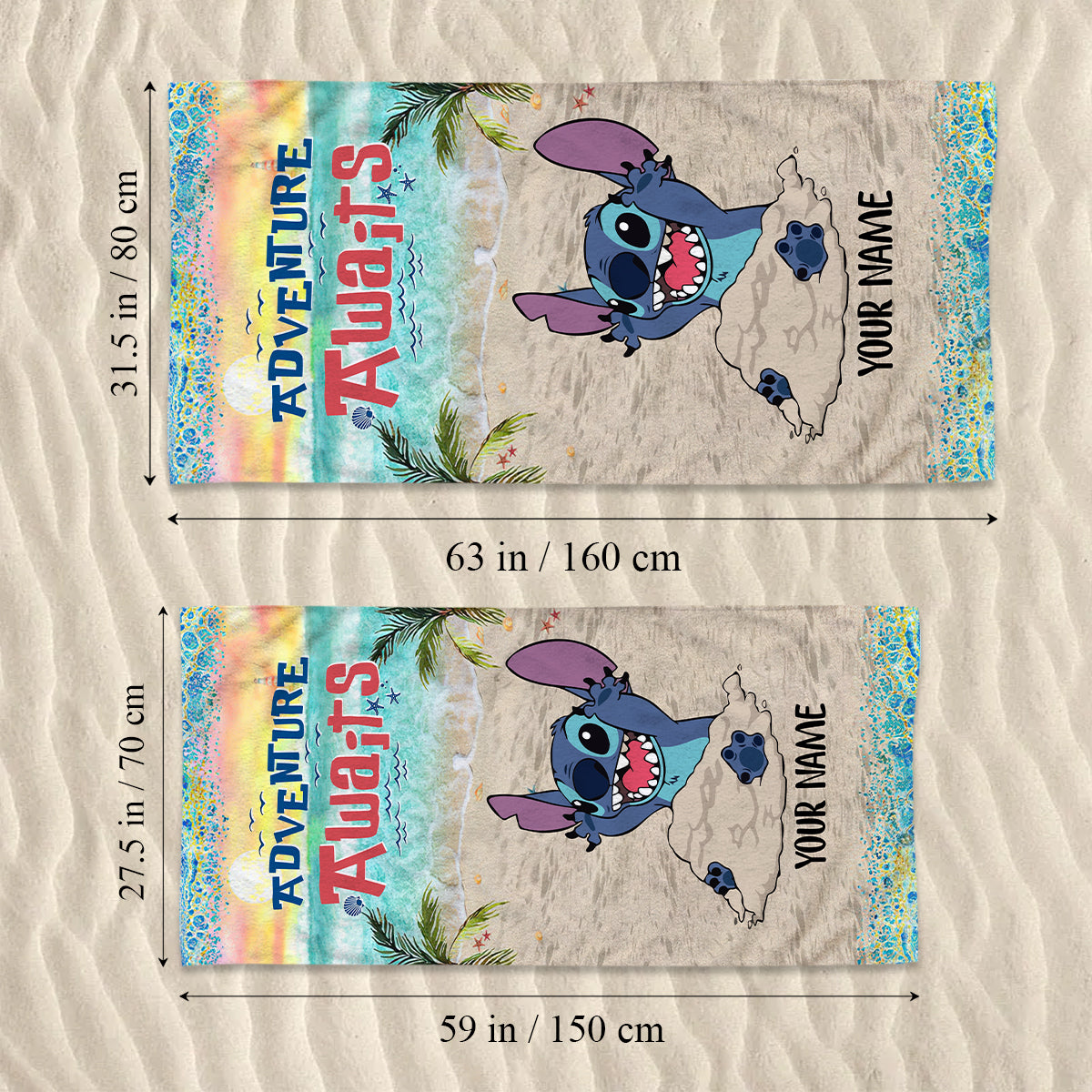 Personalized Ohana Beach Towel Custom Name Gift for Summer Fun Beach Towel GradoCreations