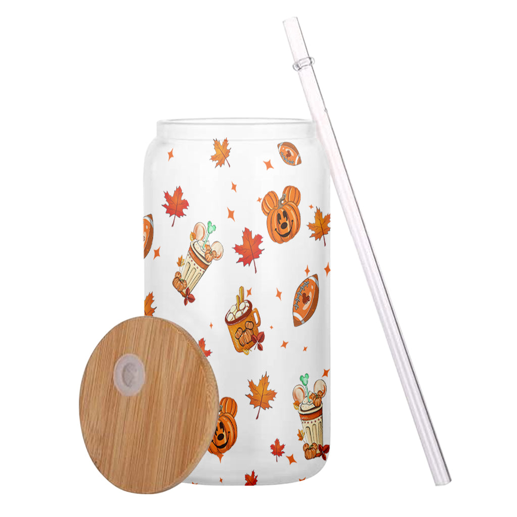 Personalized Fall Can Glass with Straw Custom Name Gift Can Glass GradoCreations