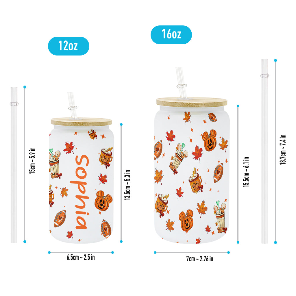 Personalized Fall Can Glass with Straw Custom Name Gift Can Glass GradoCreations