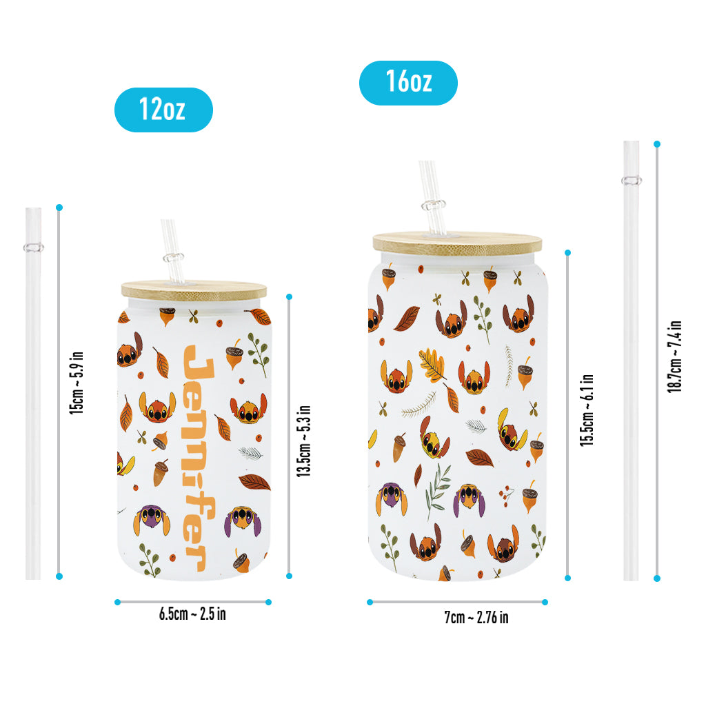 Personalized Ohana Glass Can with Straw Custom Name Gift for Fall Can Glass GradoCreations