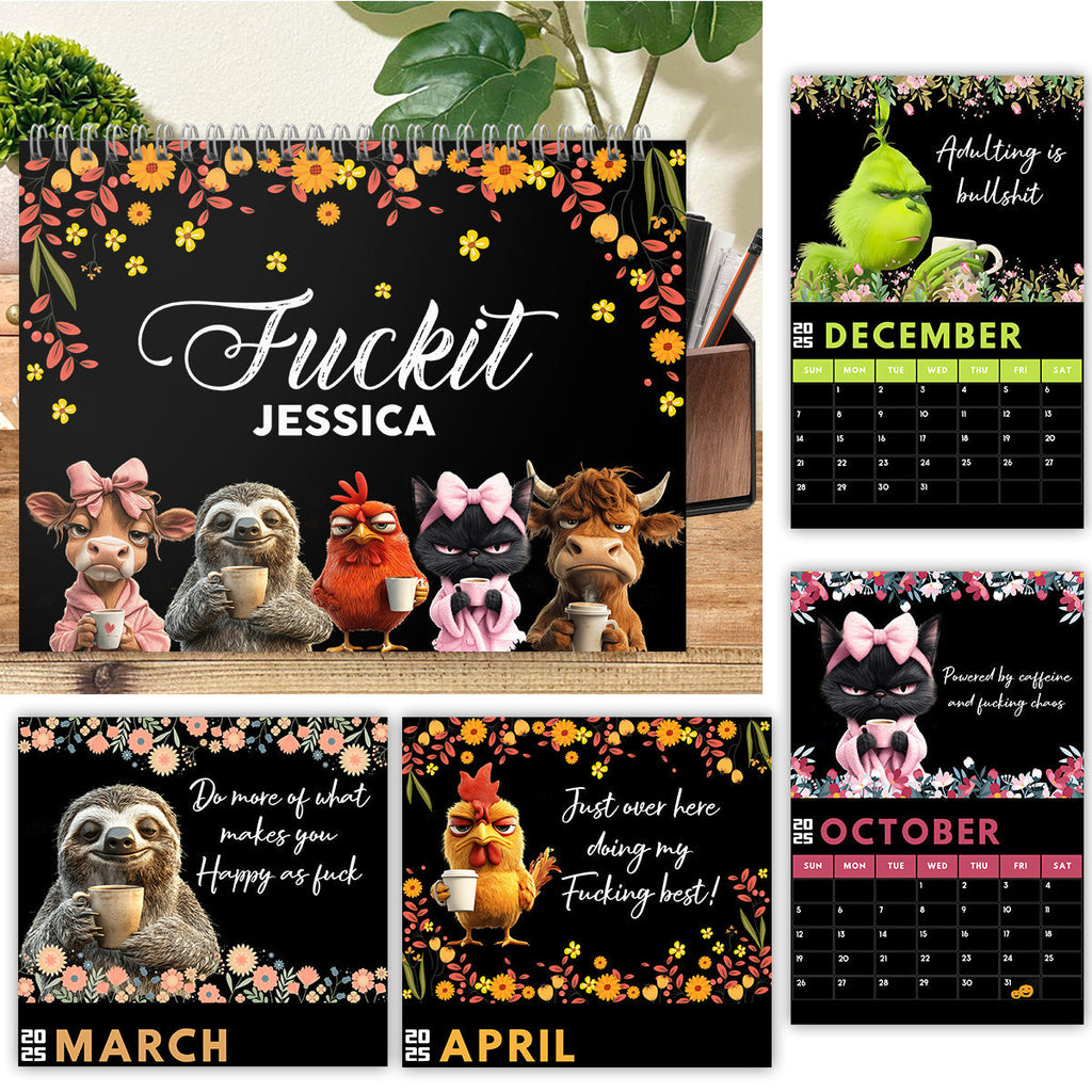 Personalized Funny Affirmation Wall Calendar Custom Name Gift for Colleague Wall Calendar & Desk Calendar GradoCreations