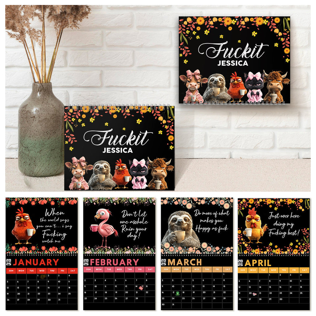 Personalized Funny Affirmation Wall Calendar Custom Name Gift for Colleague Wall Calendar & Desk Calendar GradoCreations