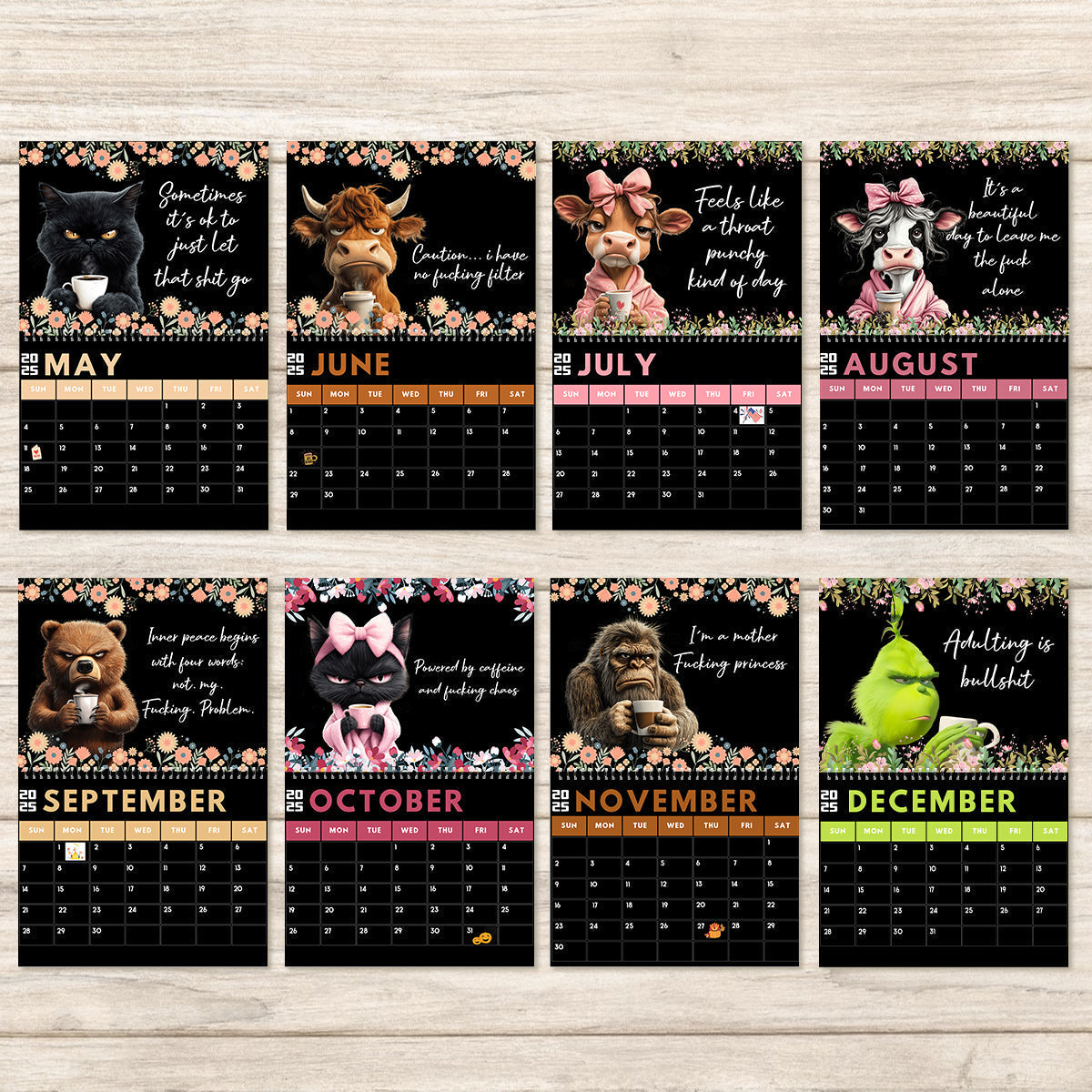 Personalized Funny Affirmation Wall Calendar Custom Name Gift for Colleague Wall Calendar & Desk Calendar GradoCreations