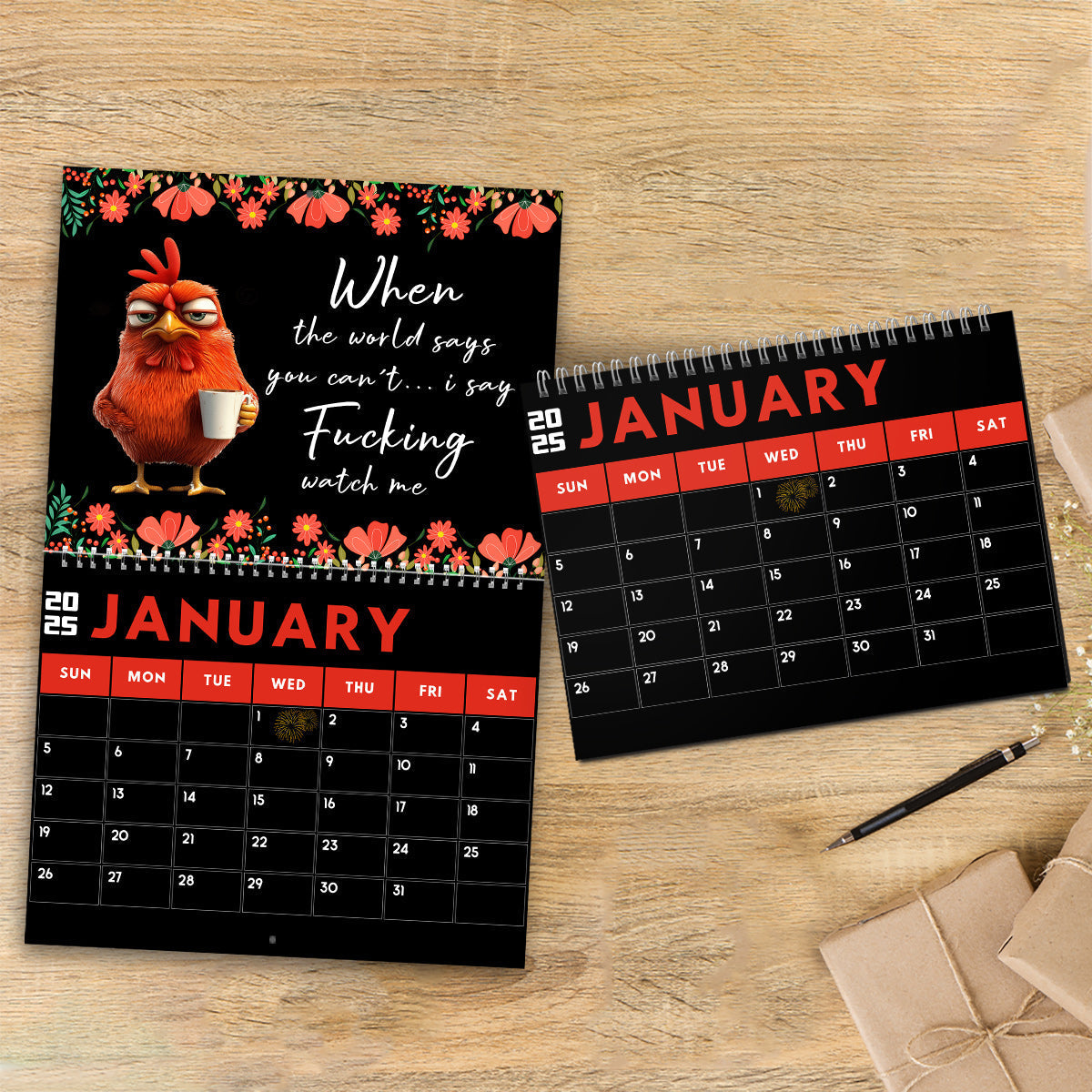Personalized Funny Affirmation Wall Calendar Custom Name Gift for Colleague Wall Calendar & Desk Calendar GradoCreations