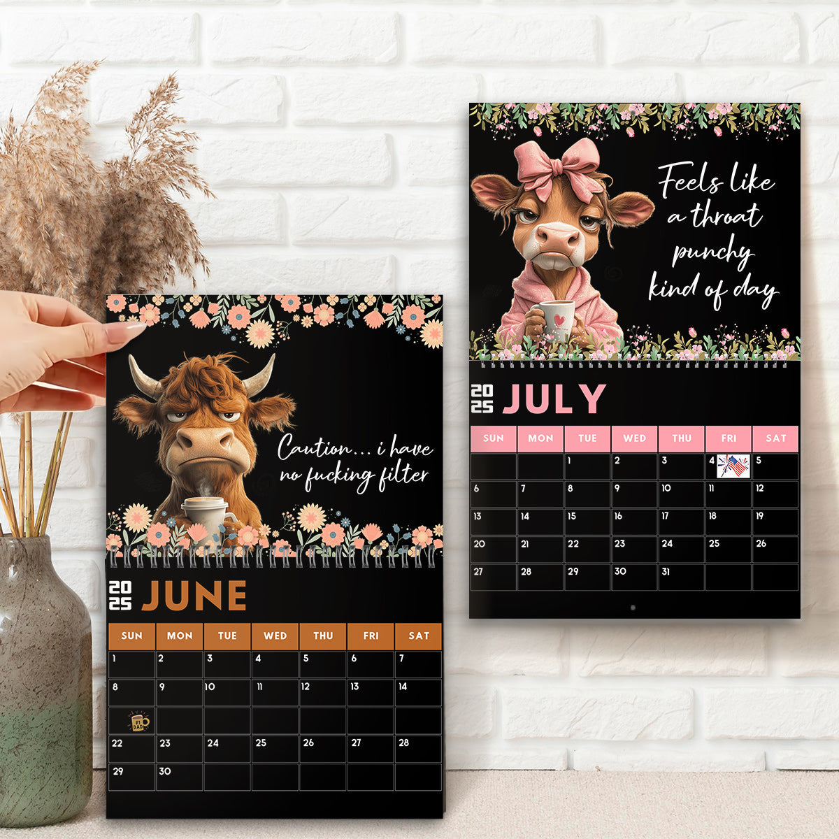 Personalized Funny Affirmation Wall Calendar Custom Name Gift for Colleague Wall Calendar & Desk Calendar GradoCreations
