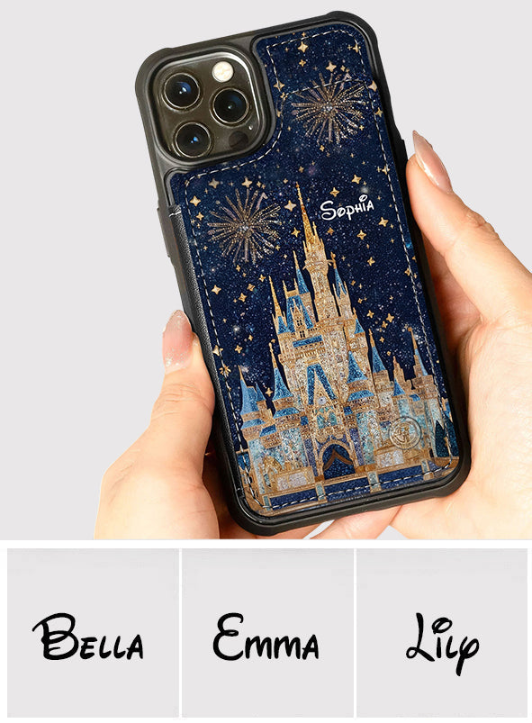 Personalized Magical Castle Wallet Phone Case Custom Name Gift Fully Printed Wallet Phone Case GradoCreations