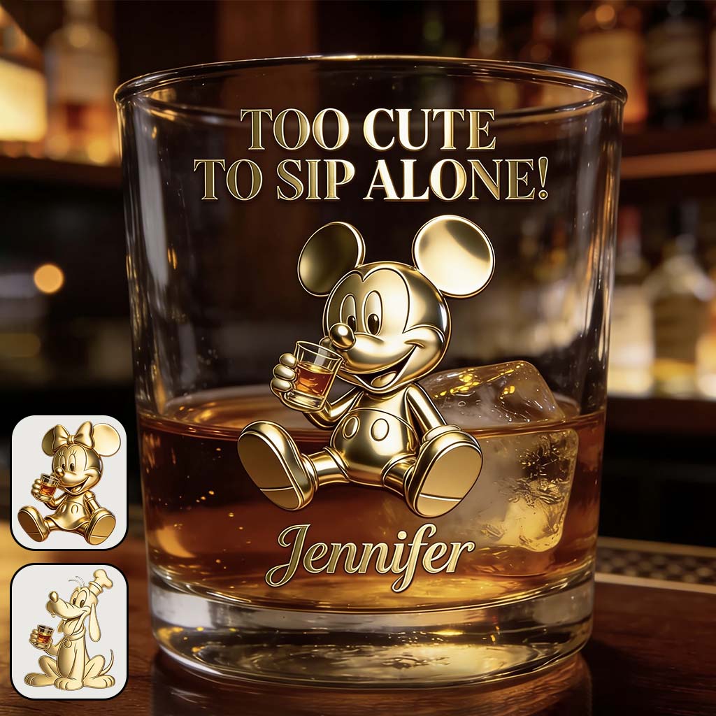 Personalized Whiskey Glass Cute Mickey Mouse Gift for Movie Fans Whiskey Glass GradoCreations