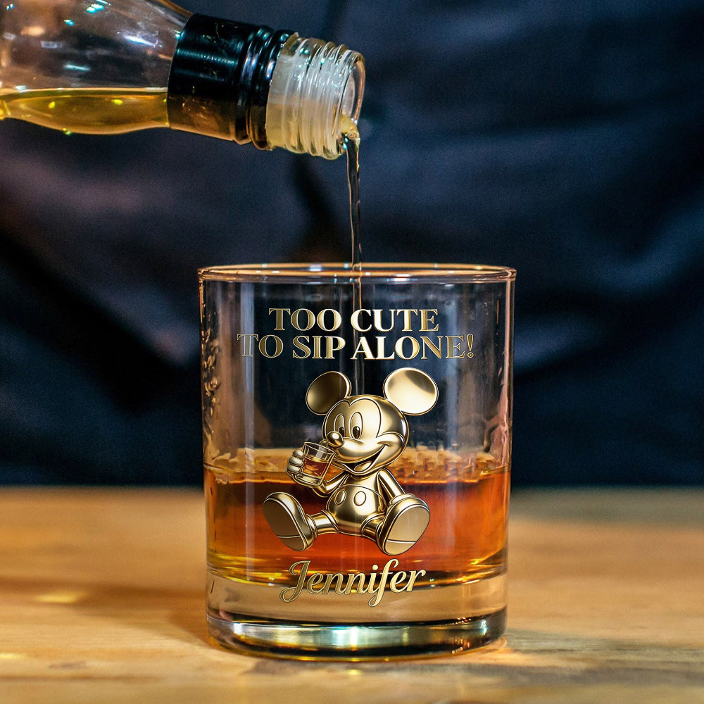 Personalized Mouse Whiskey Glass Custom Name Gift for Dad Whiskey Glass GradoCreations