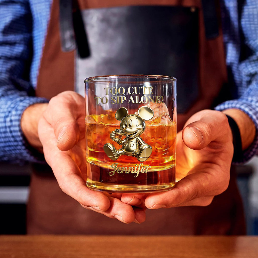 Personalized Mouse Whiskey Glass Custom Name Gift for Dad Whiskey Glass GradoCreations