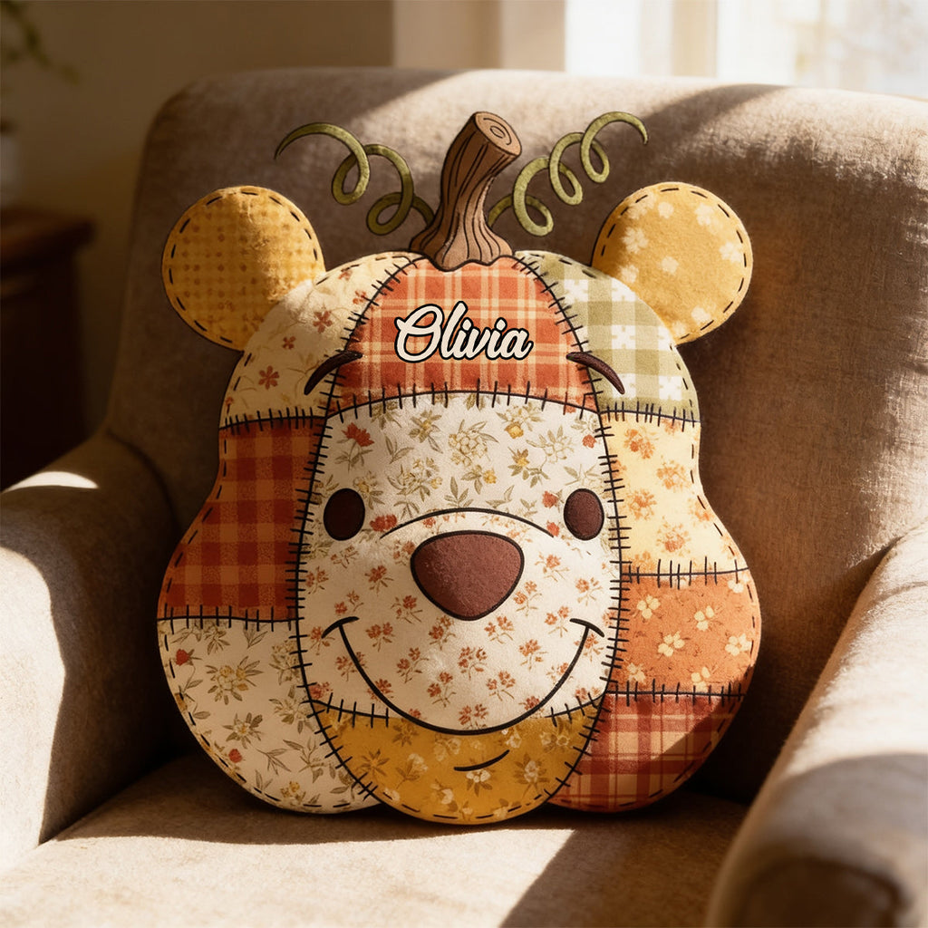 Personalized Honey Bear Faux Fur Pillow Custom Name Gift Premium Faux Fur Pillow GradoCreations