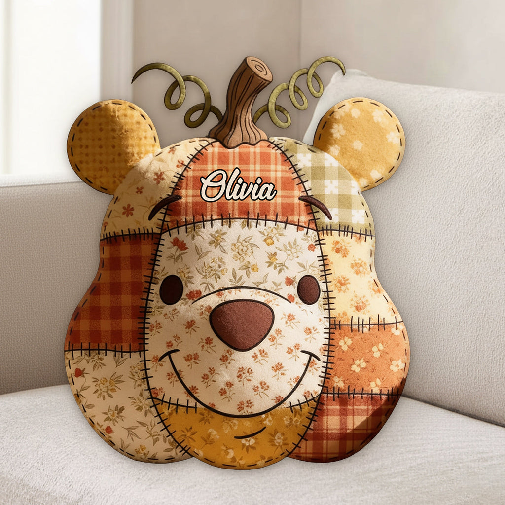 Personalized Honey Bear Faux Fur Pillow Custom Name Gift Premium Faux Fur Pillow GradoCreations