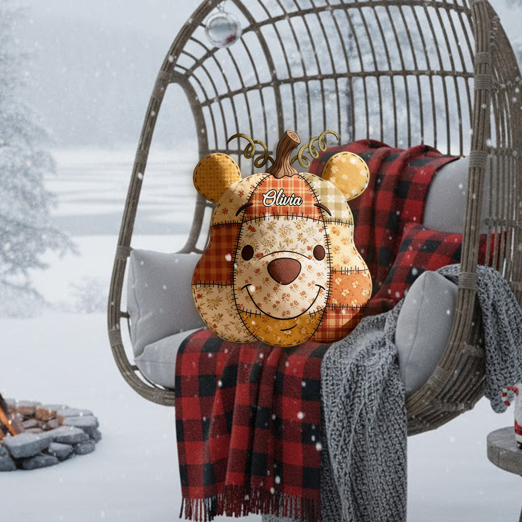 Personalized Honey Bear Faux Fur Pillow Custom Name Gift Premium Faux Fur Pillow GradoCreations
