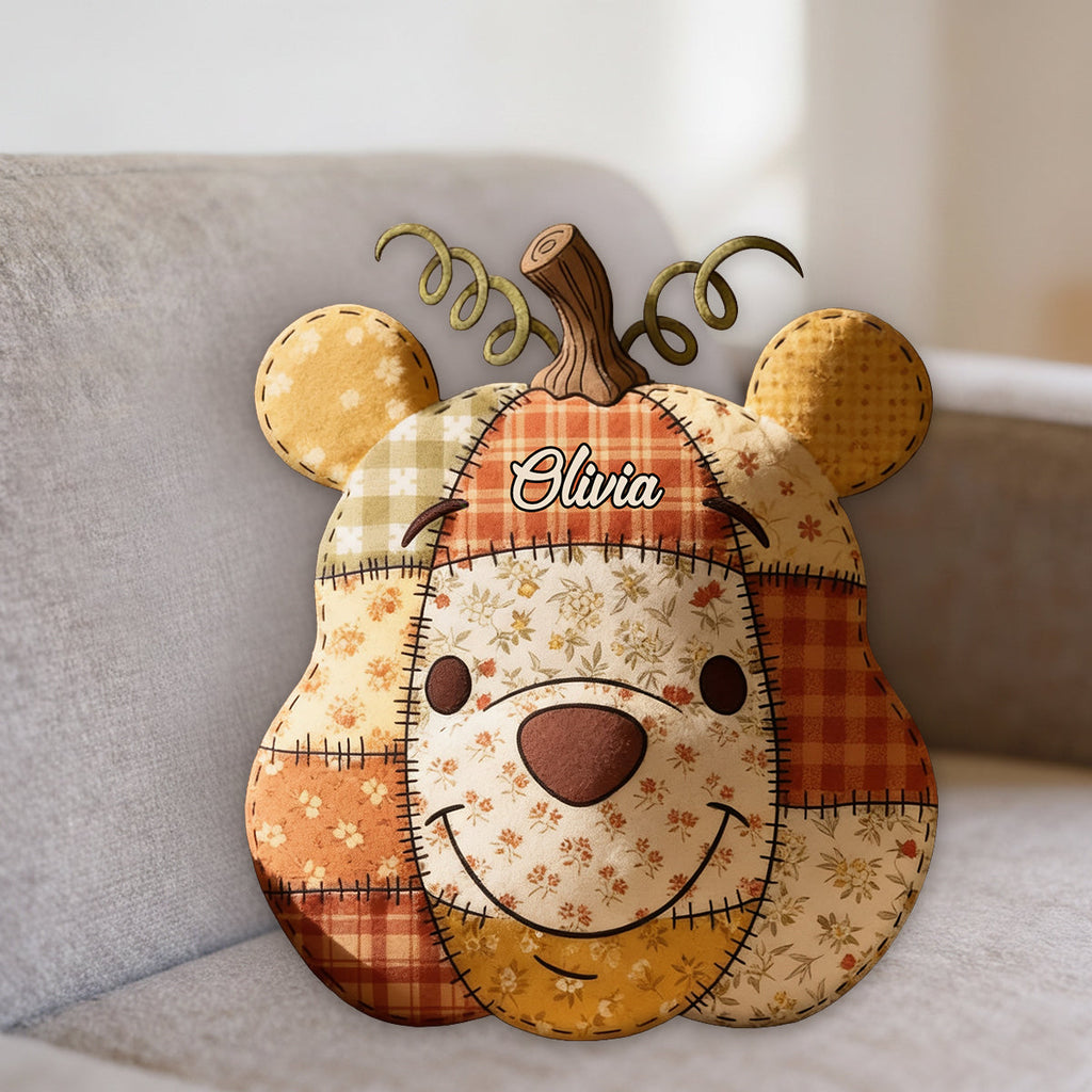 Personalized Honey Bear Faux Fur Pillow Custom Name Gift Premium Faux Fur Pillow GradoCreations