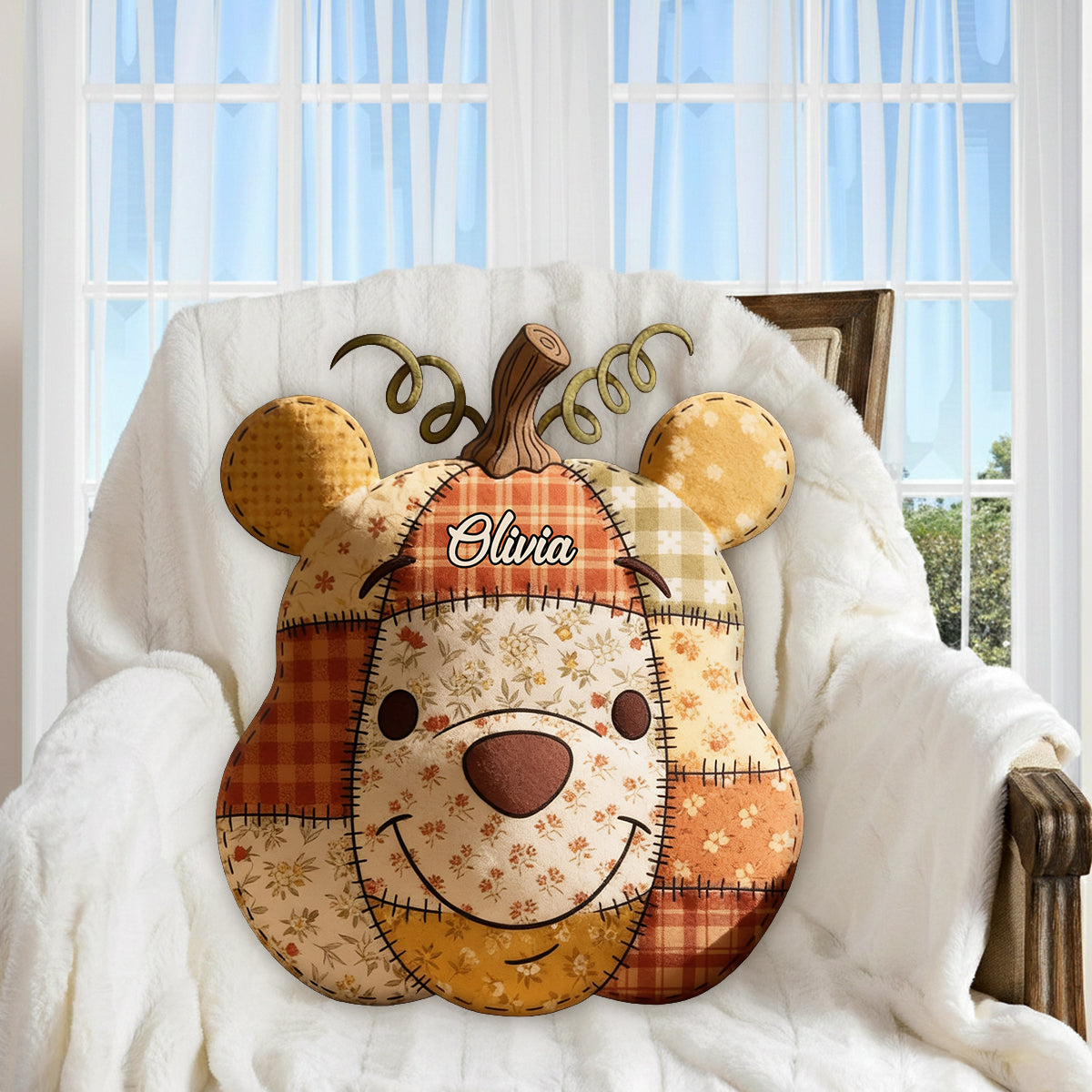 Personalized Honey Bear Faux Fur Pillow Custom Name Gift Premium Faux Fur Pillow GradoCreations