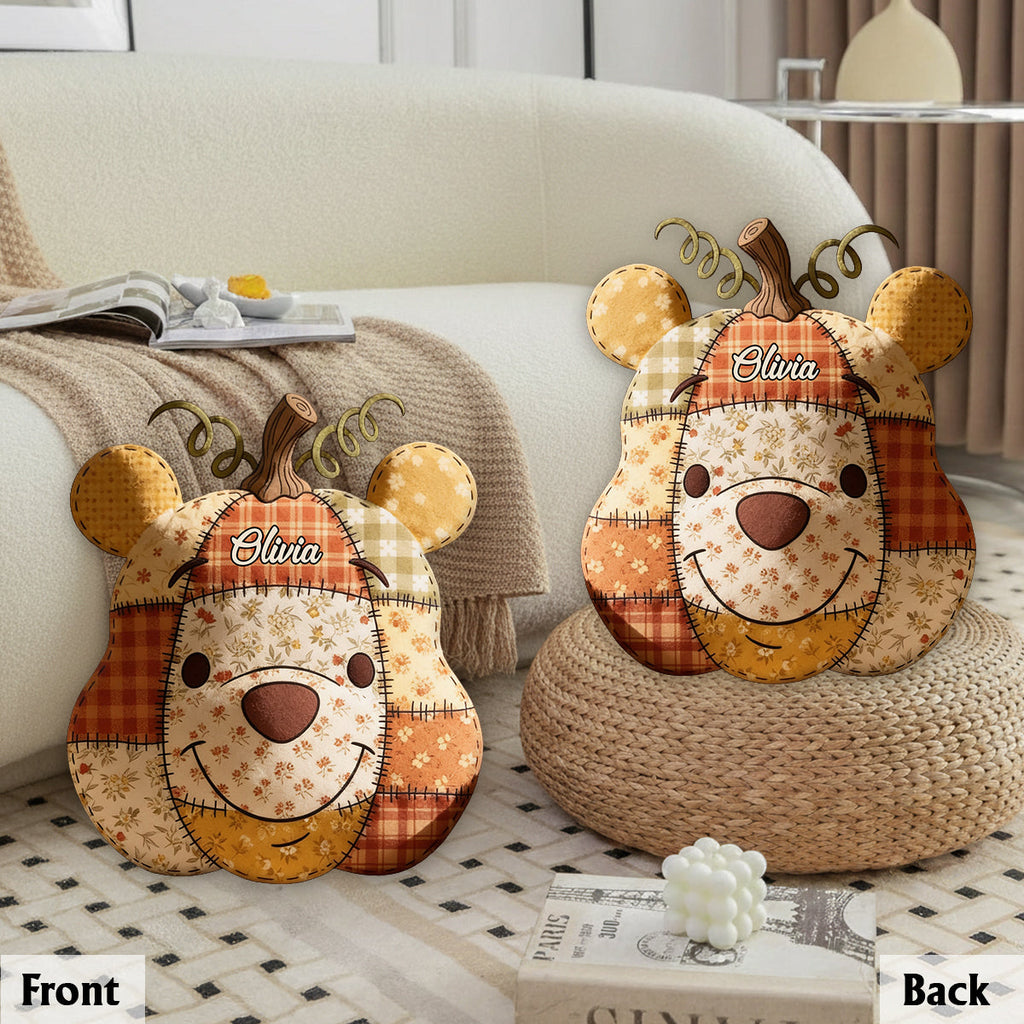 Personalized Honey Bear Faux Fur Pillow Custom Name Gift Premium Faux Fur Pillow GradoCreations