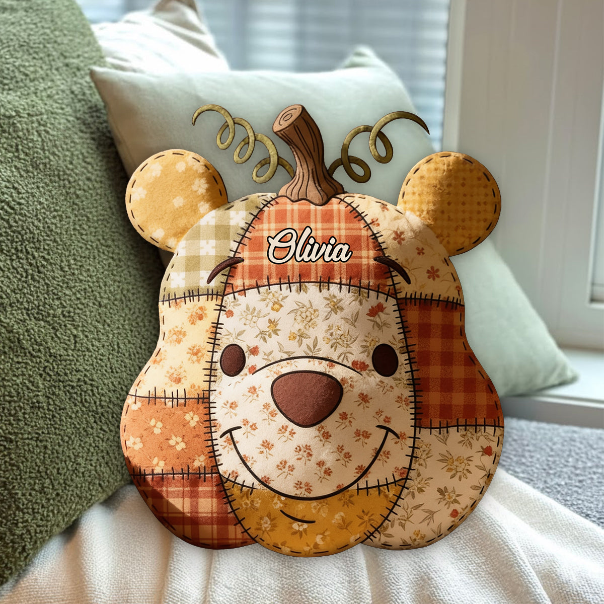 Personalized Honey Bear Faux Fur Pillow Custom Name Gift Premium Faux Fur Pillow GradoCreations