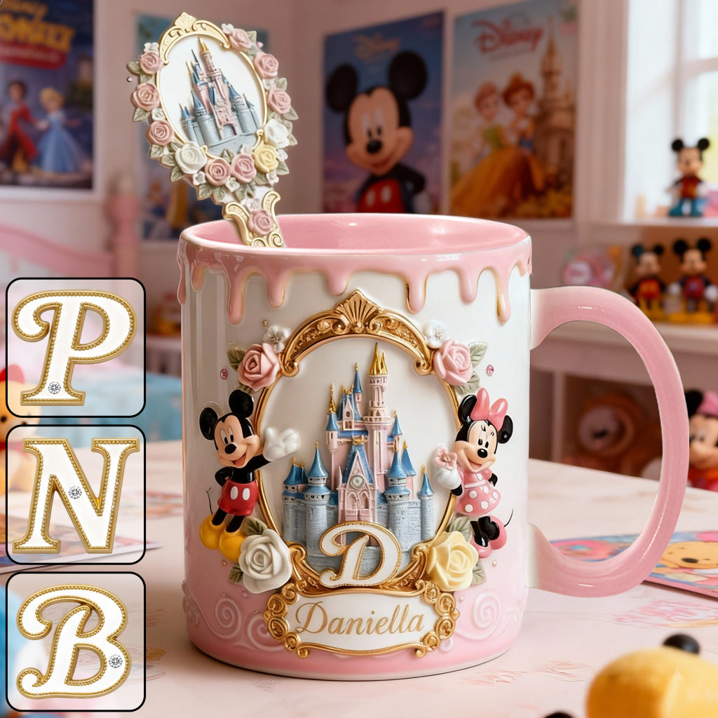 Personalized Magic Castle Mouse Mug Set with Acrylic Stirrer Gift Set Accent Mug with Acrylic Stirrers GradoCreations