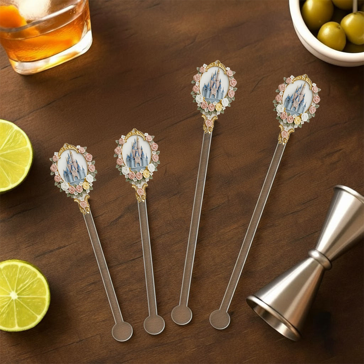 Personalized Magic Castle Mouse Mug Set with Acrylic Stirrer Gift Set Accent Mug with Acrylic Stirrers GradoCreations