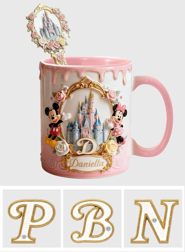 Personalized Magic Castle Mouse Mug Set with Acrylic Stirrer Gift Set Accent Mug with Acrylic Stirrers GradoCreations