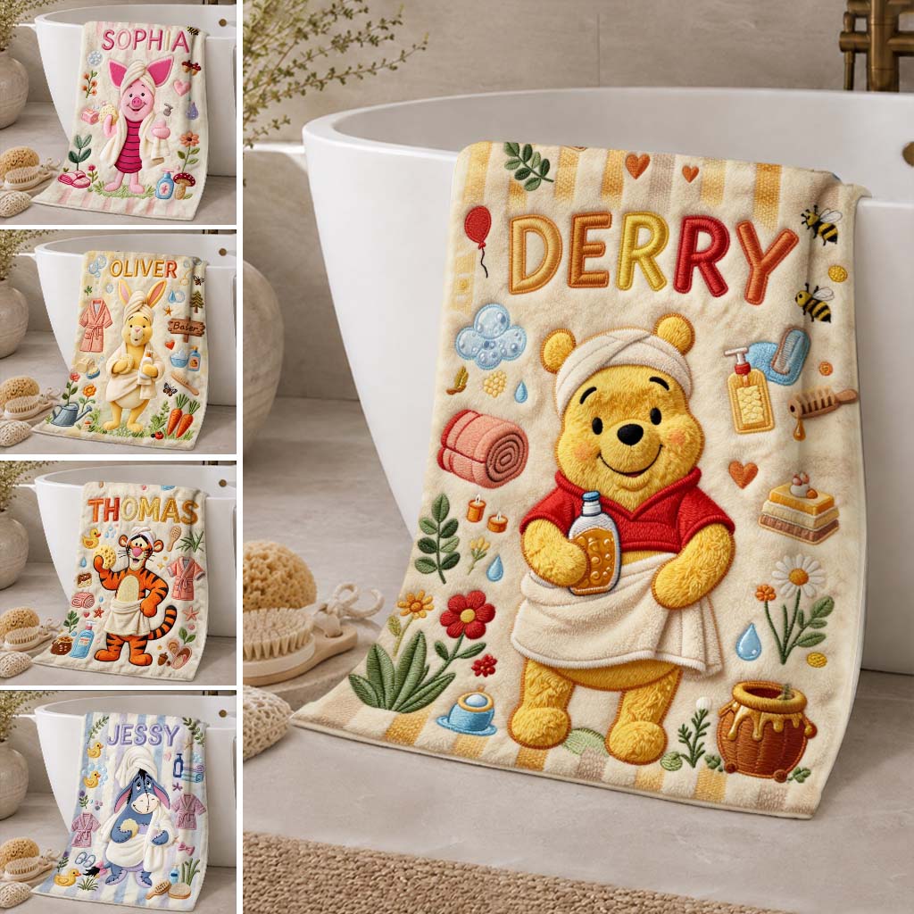 Personalized Yellow Bear Quick-Dry Beach Towel for Kids Beach Towel GradoCreations