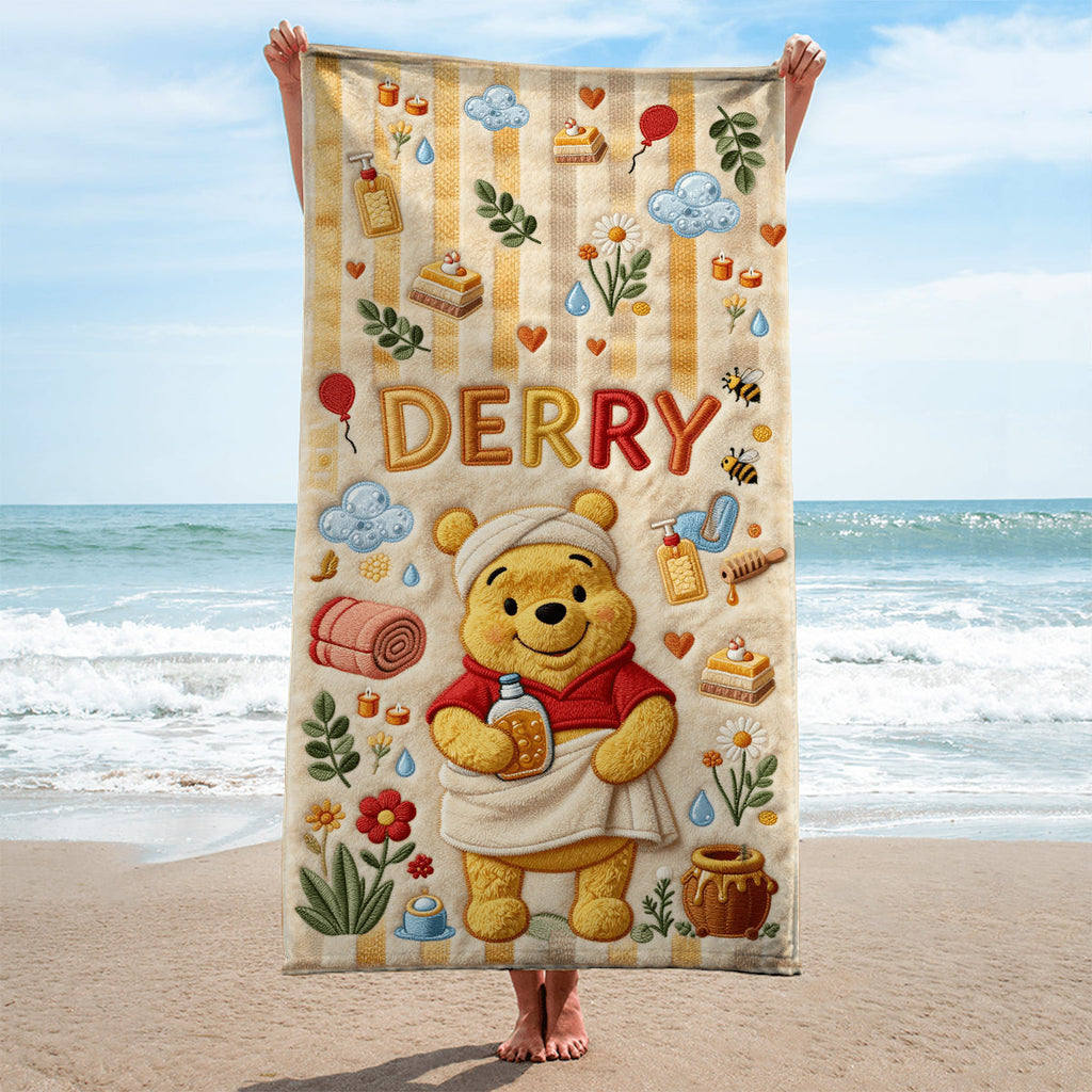 Personalized Yellow Bear Quick-Dry Beach Towel for Kids Beach Towel GradoCreations