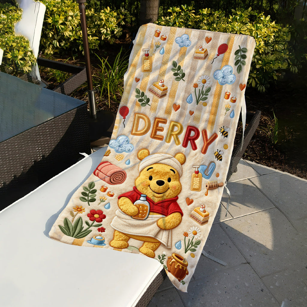 Personalized Yellow Bear Quick-Dry Beach Towel for Kids Beach Towel GradoCreations