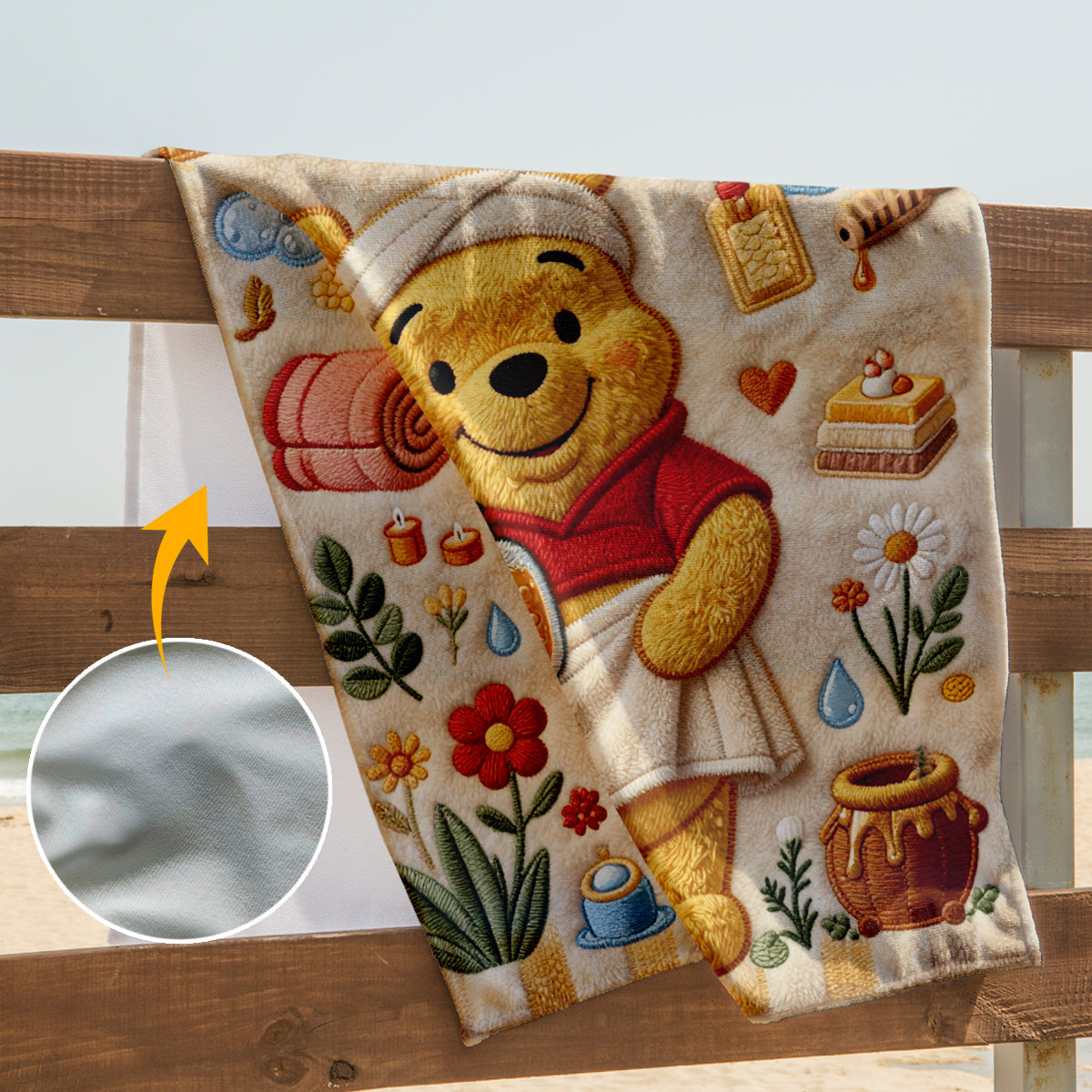 Personalized Yellow Bear Quick-Dry Beach Towel for Kids Beach Towel GradoCreations