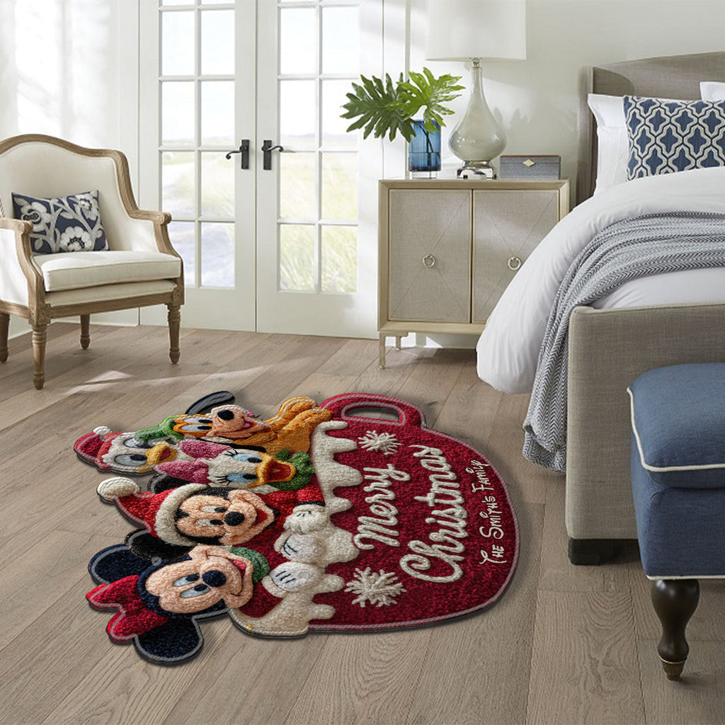 Personalized Christmas Tufted Rug with Family Name - Holiday Decor Tufted Rug GradoCreations
