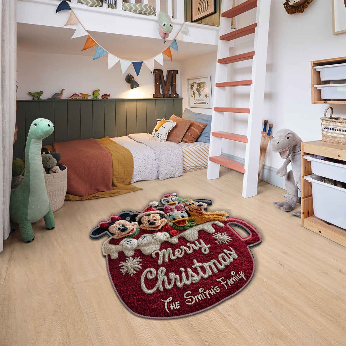 Personalized Christmas Tufted Rug with Family Name - Holiday Decor Tufted Rug GradoCreations