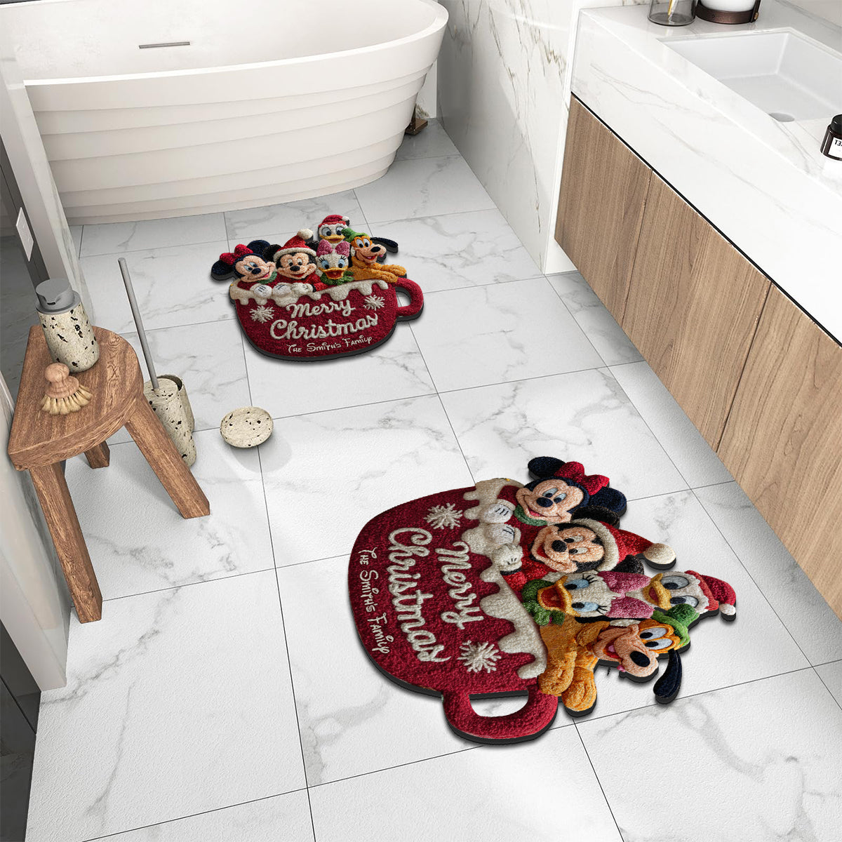 Personalized Disney Non-Slip Tufted Rug with Family Name for Christmas Non-Slip Tufted Rug GradoCreations
