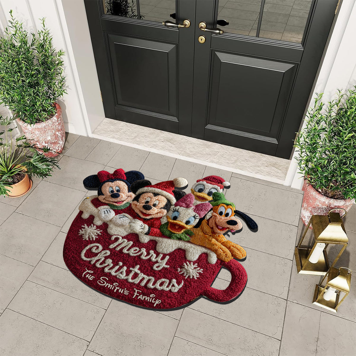 Personalized Disney Non-Slip Tufted Rug with Family Name for Christmas Non-Slip Tufted Rug GradoCreations
