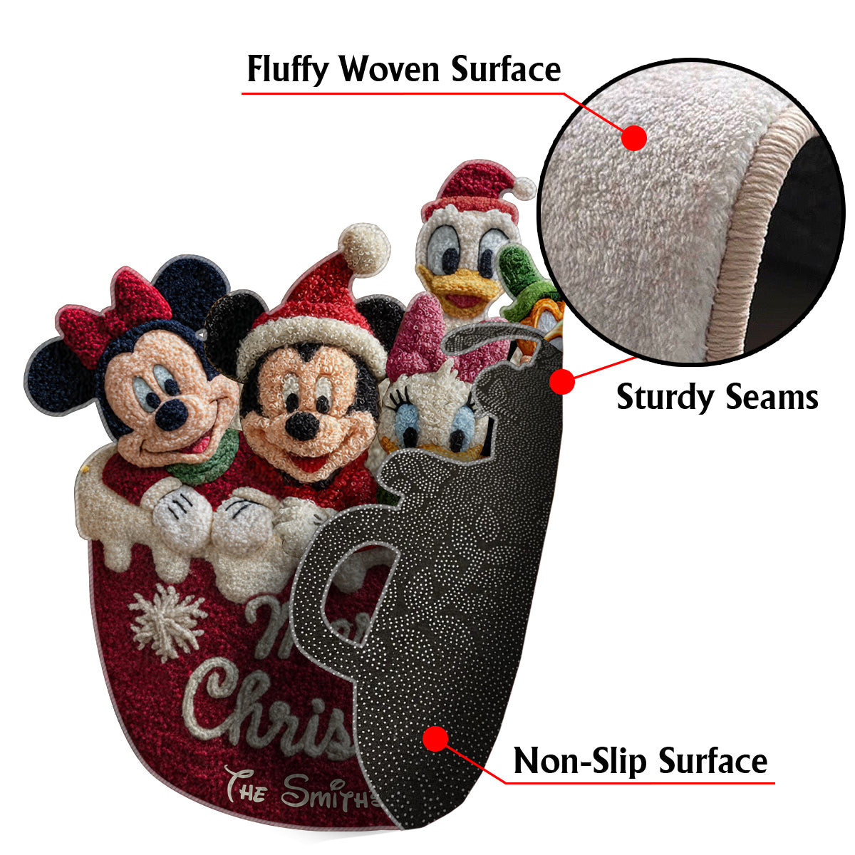 Personalized Disney Non-Slip Tufted Rug with Family Name for Christmas Non-Slip Tufted Rug GradoCreations