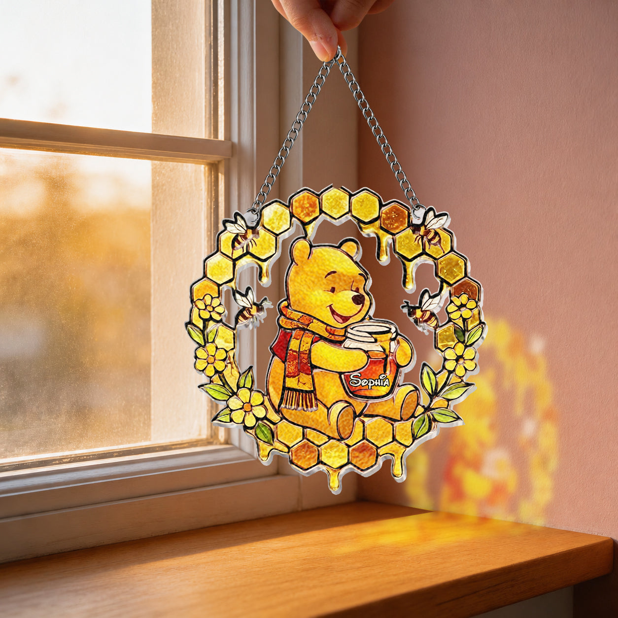 Personalized 3D Printed Bear Glass Suncatcher for Home Decor 3D Printed Glass Suncatcher GradoCreations