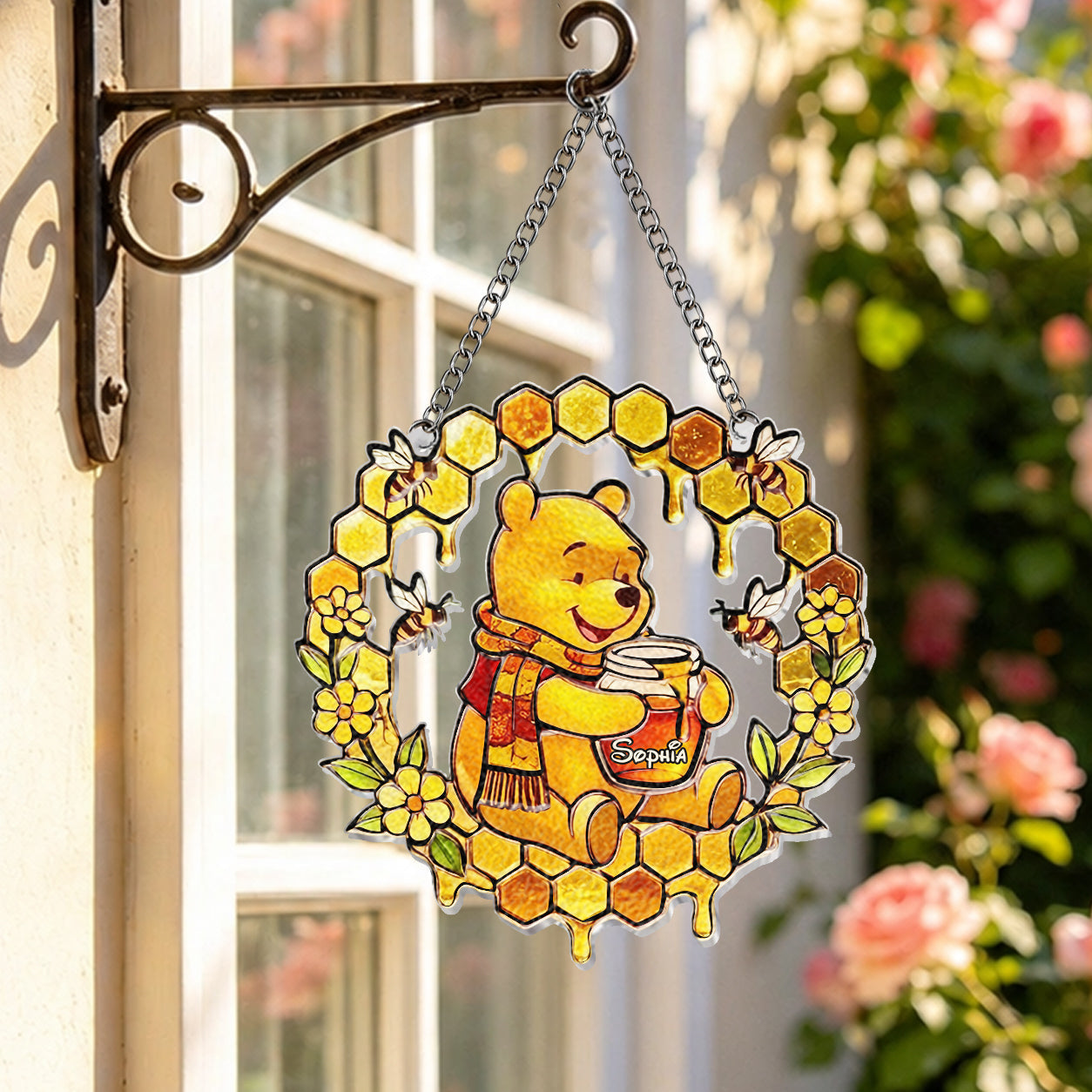 Personalized 3D Printed Bear Glass Suncatcher for Home Decor 3D Printed Glass Suncatcher GradoCreations
