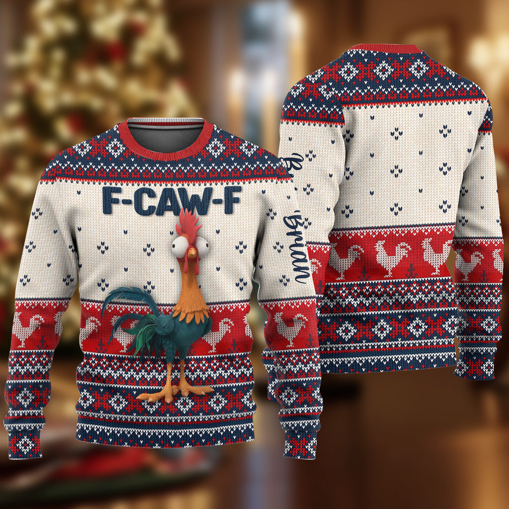 Personalized Chicken Ugly Sweater Funny Gift for Christmas Ugly Sweater GradoCreations